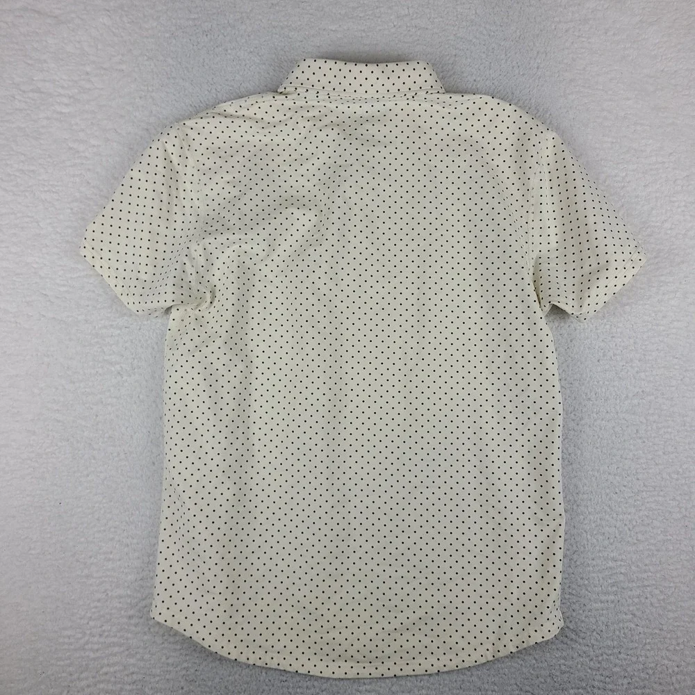 BYLT Premium Basics Lux Polo Shirt Mens Large Beige Black Polka Dot Performance
